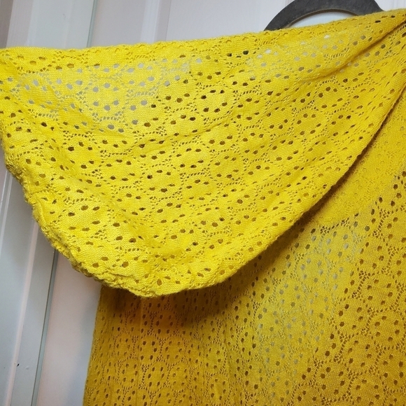 Moth Anthropologie Hooded Pullover Light Knit Sweater Sz M/L Yellow - Picture 8 of 11